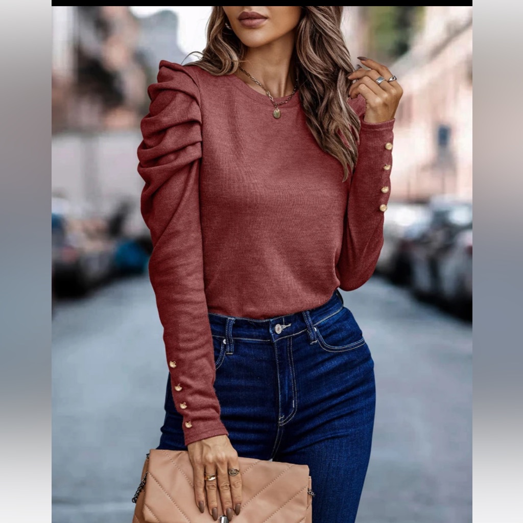 Solid Gigot Sleeve Tee